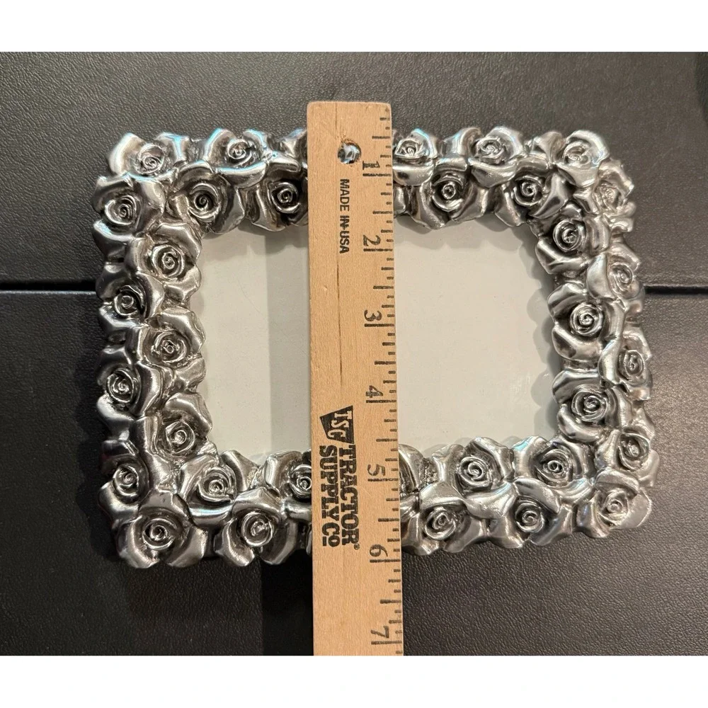 Concepts In Time 4x6 Picture Frame Silver Rose Floral Ornate Free Standing